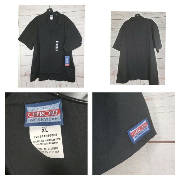 Cherokee Men’s Black Zip-Up Shirt XL – Embroidered Design, 3 Pocket Utility Styl - Picture 1 of 11